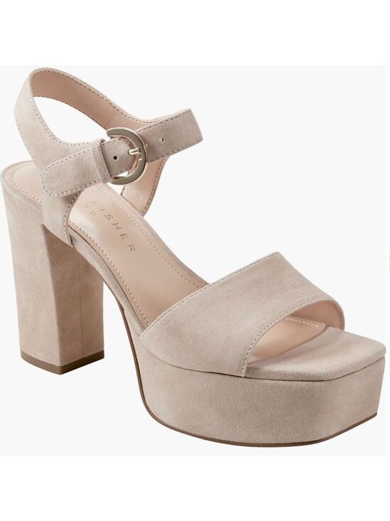 Marc Fisher Shoes - Marc Fisher LTD Cinthia Platform Sandals Women’s 8.5 Light Beige Suede NWT